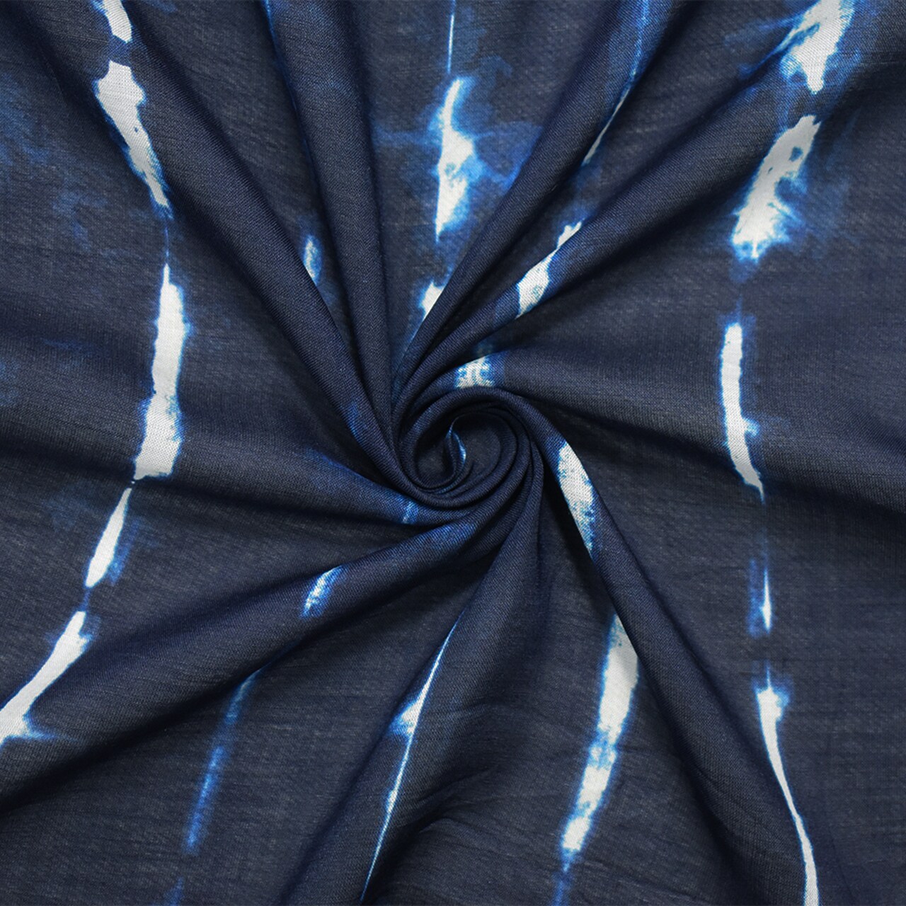 Navy Blue-White Cotton Tie Dye Batiste Woven Fabric By the Yard